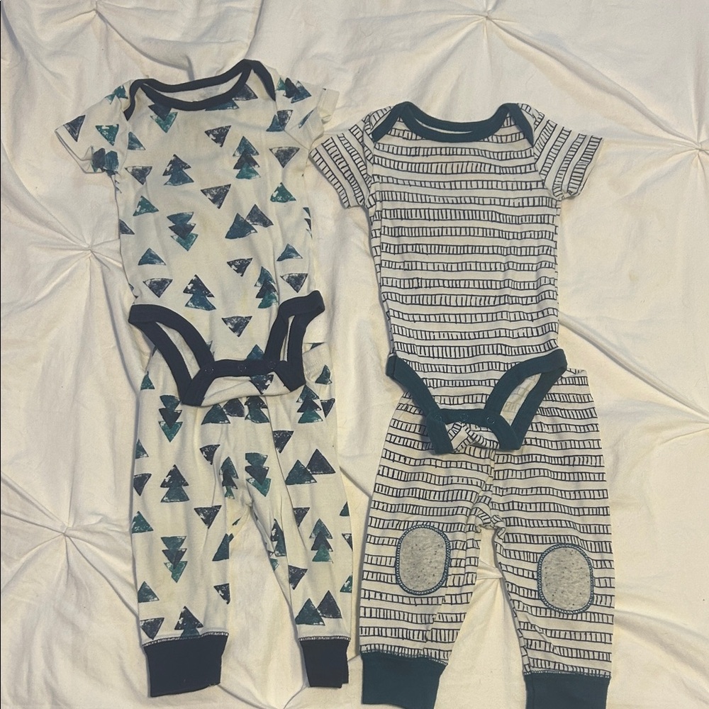 Navy & Teal Tree Print One-Piece Set - 2-Pack